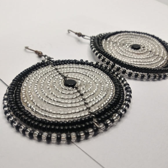 Round Beaded Earrings Made in Kenya - Picture 2 of 3